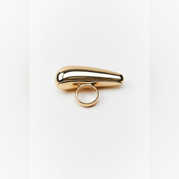 Zara Gold HORIZONTAL DROP RING NWT - Picture 5 of 9